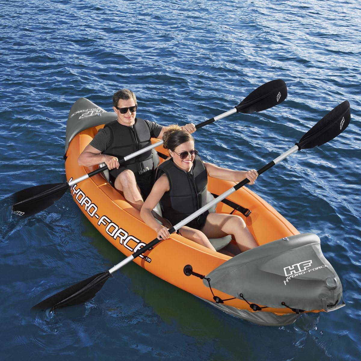 Bestway 3.21m x 1.00m Rapid X2 Kayak for 2 with Hand Pump, Paddles, Seats, Fins and Storage Bag Two Seater