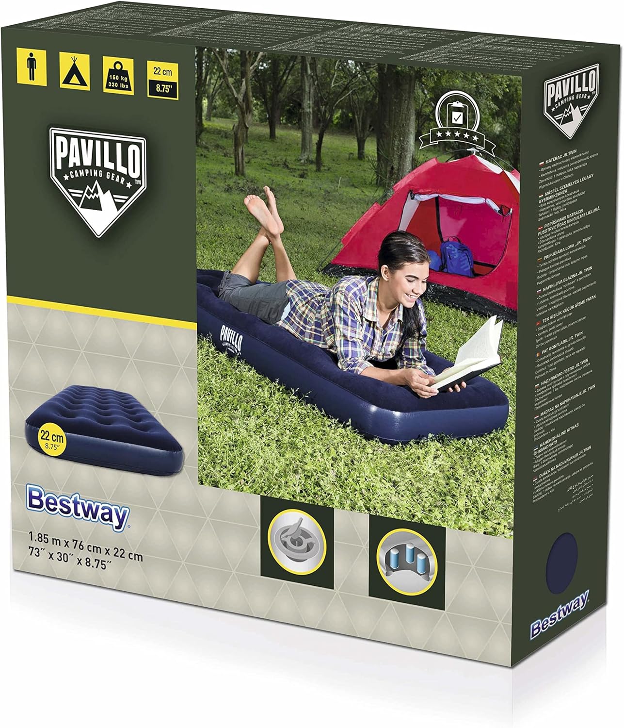 Bestway 1.85m x 76cm x 22cm Air Mattress Jr.Twin Indoor/Outdoor Heavy Duty Durable Camping 3