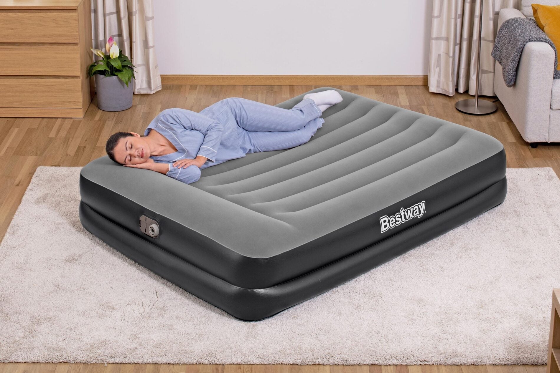 Bestway 2.03m x 1.52m x 46cm Tritech Air Mattress Queen Built-in AC pump 3