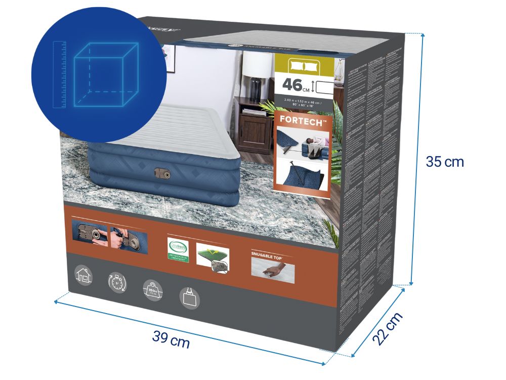 Bestway 2.03m x 1.52m x 46cm Fortech Snugable Top Air Inflatable Mattress Queen Built-in AC Pump 4