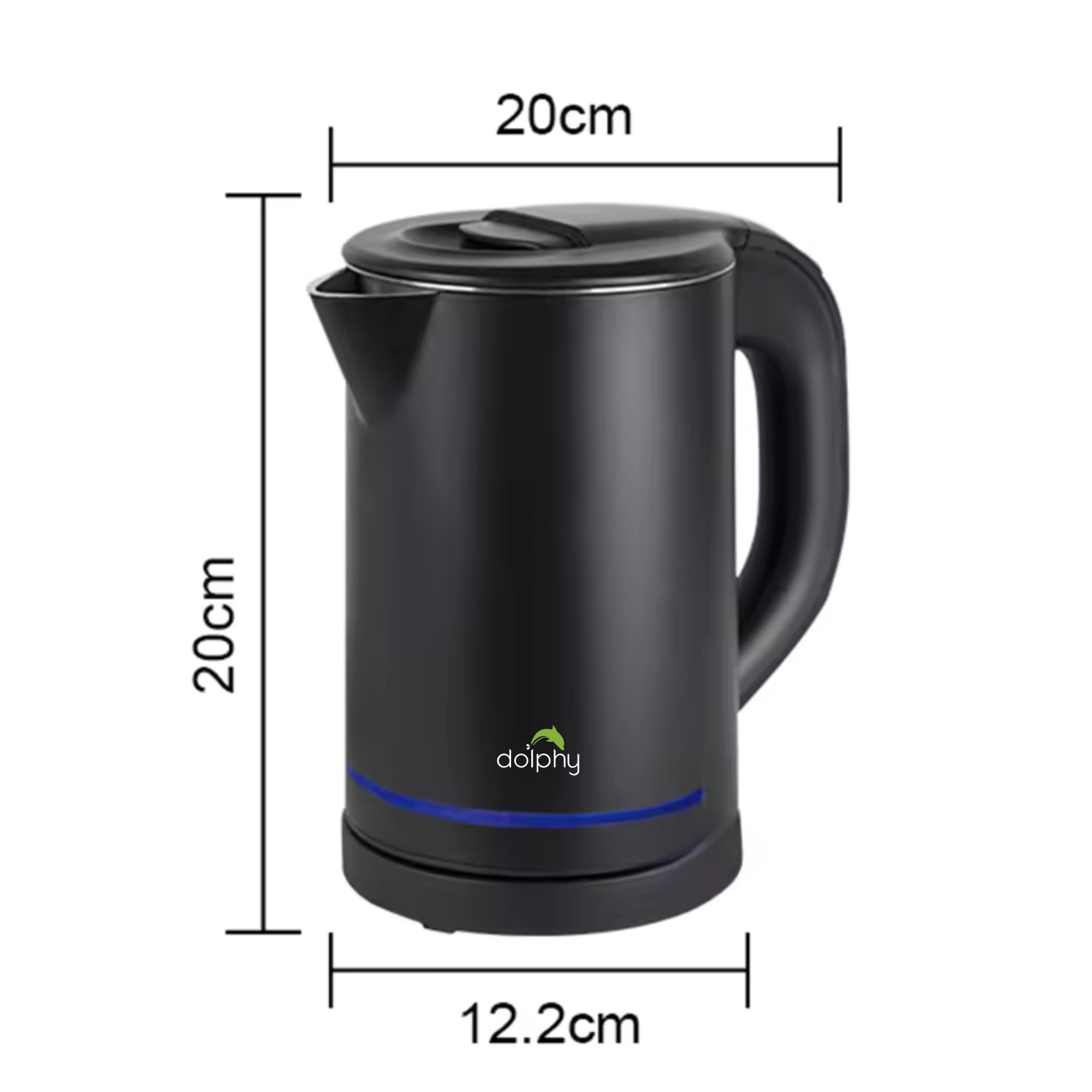 0.8L Electric Kettle Matt Black With Light Design 23