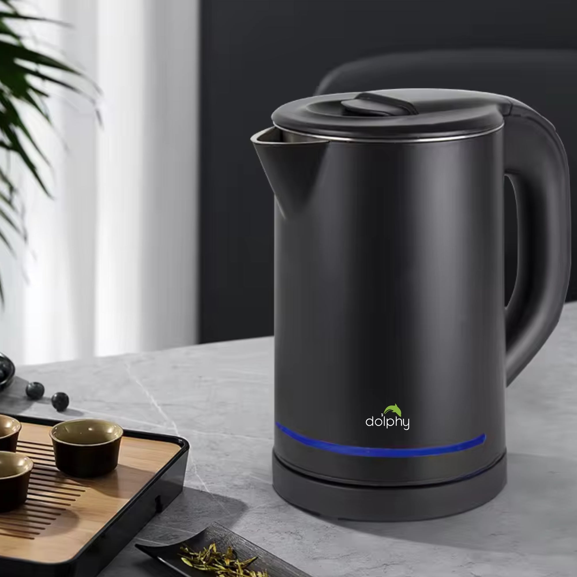0.8L Electric Kettle Matt Black With Light Design 4