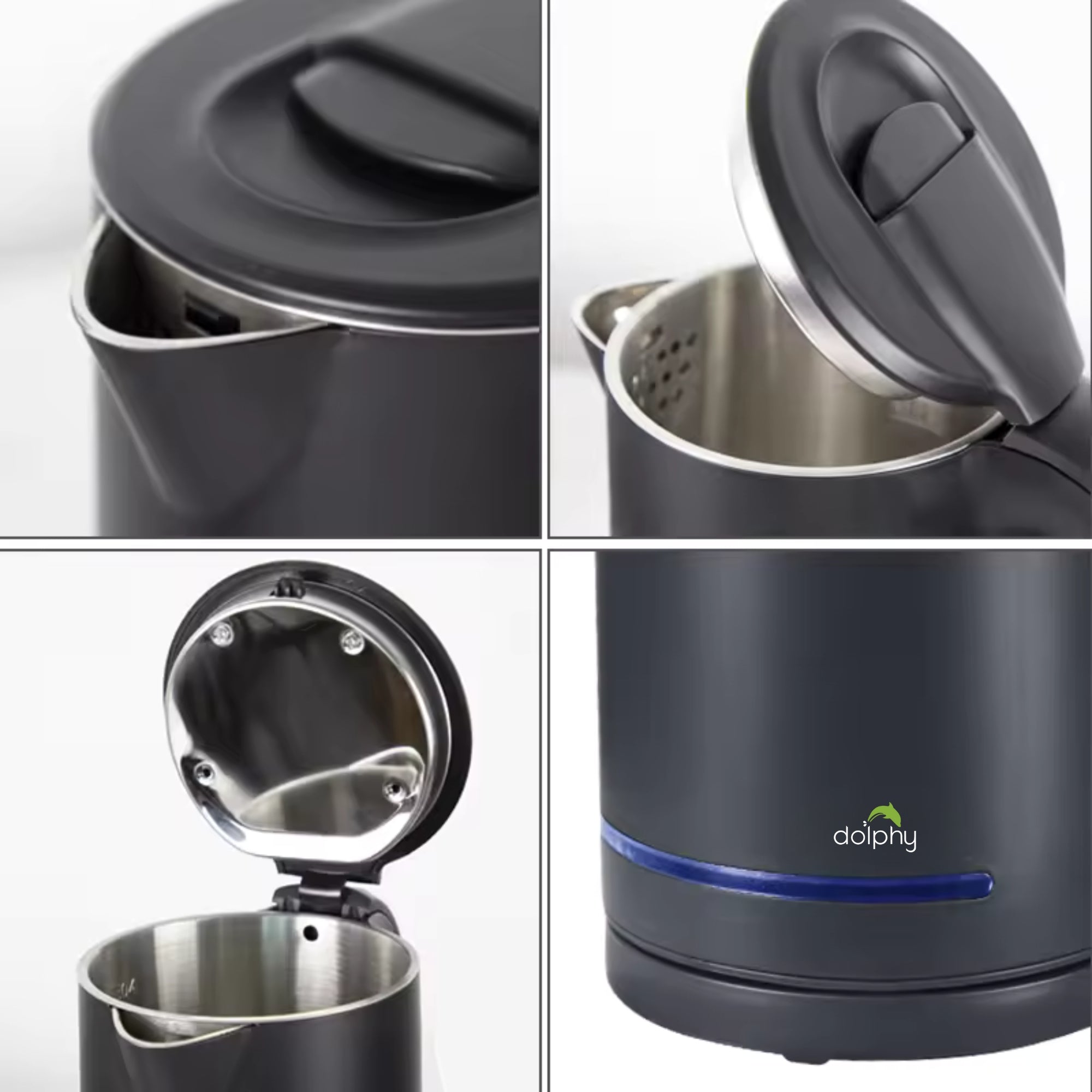 0.8L Electric Kettle Matt Black With Light Design 10