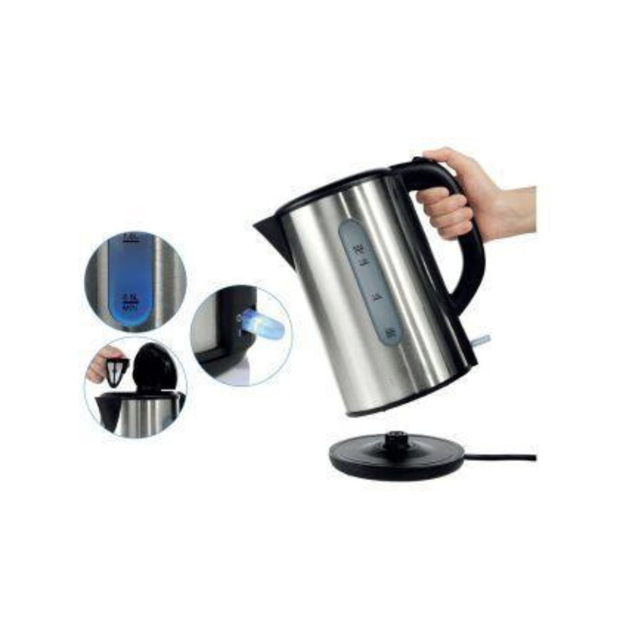 1.0L Brushed Silver Stainless Steel Kettle 4