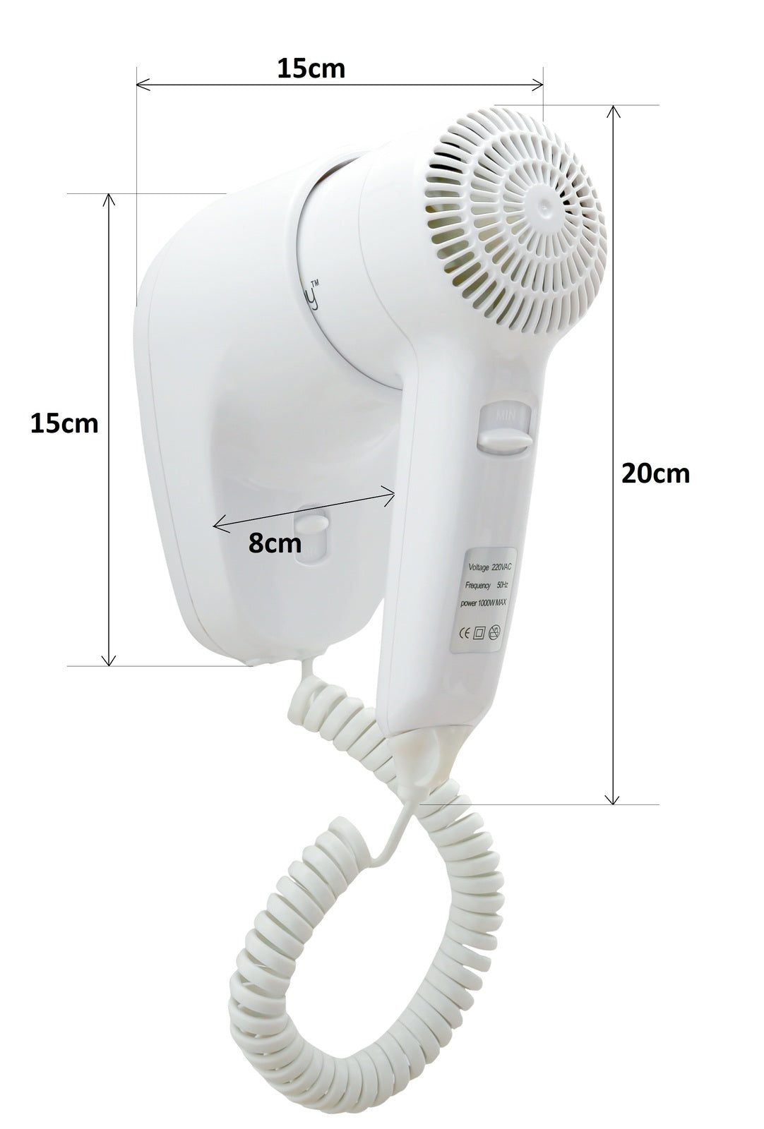 Wall Mount Hair Dryer 1200W - White 3