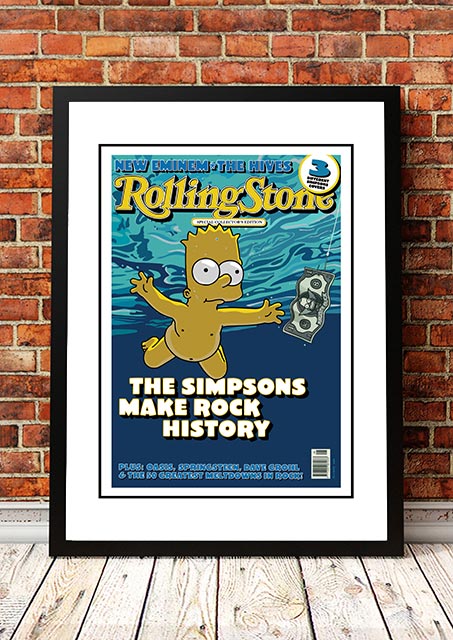 The Simpsons 'Nevermind' Rolling Stone Magazine Cover!- Framed A4