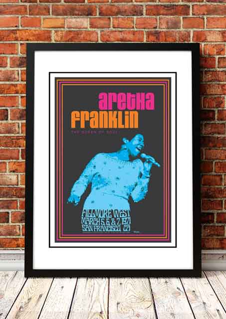 Aretha Franklin ‘Fillmore West’ San Francisco, USA Concert Poster 1971 - Framed A2