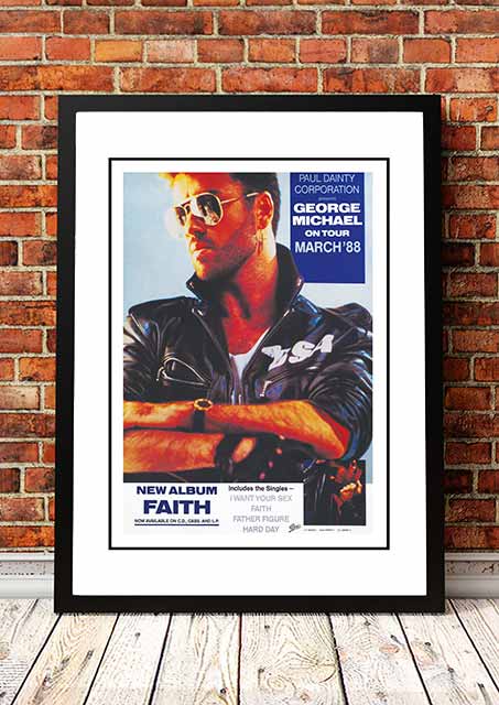 George Michael ‘Australian Tour’ In Store Promotional Poster 1988 - Framed A4