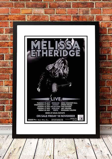 Melissa Etheridge ‘The Road Less Travelled’ Australian Tour Poster 2012 - Framed A4