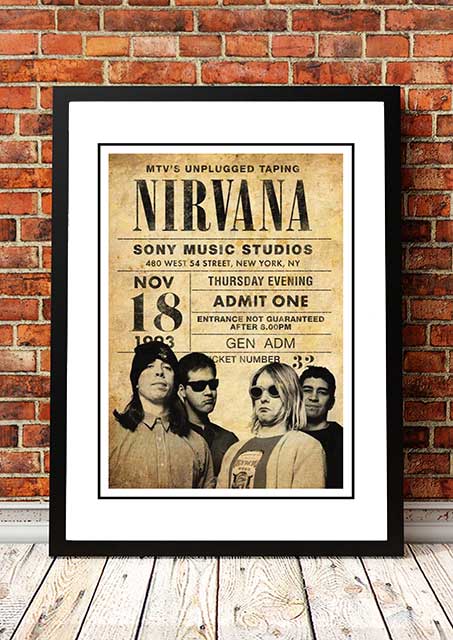 Nirvana ‘MTV Unplugged’ New York, USA Pop Art Print 1993 - Framed A3