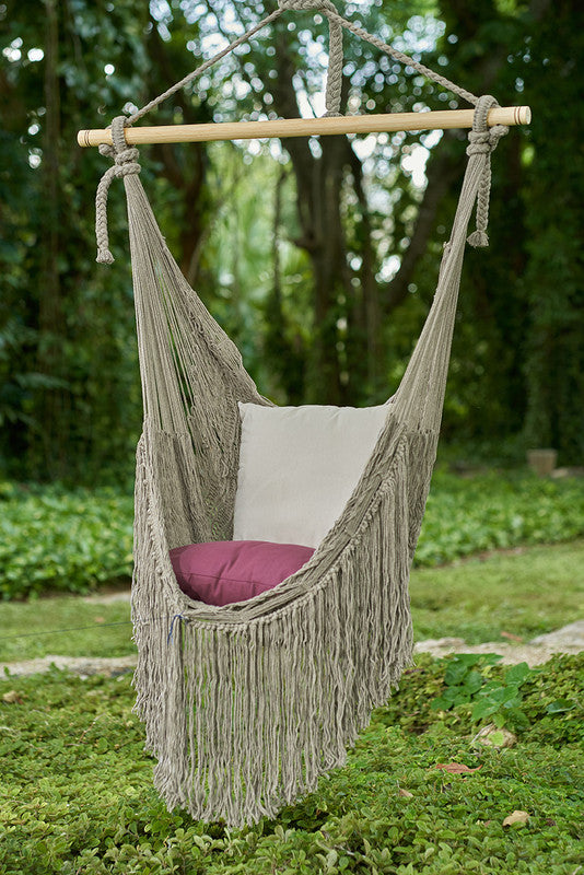 Fringed Cotton Rope Mexican Hammock Swing from Mexico in Dream Sands 3