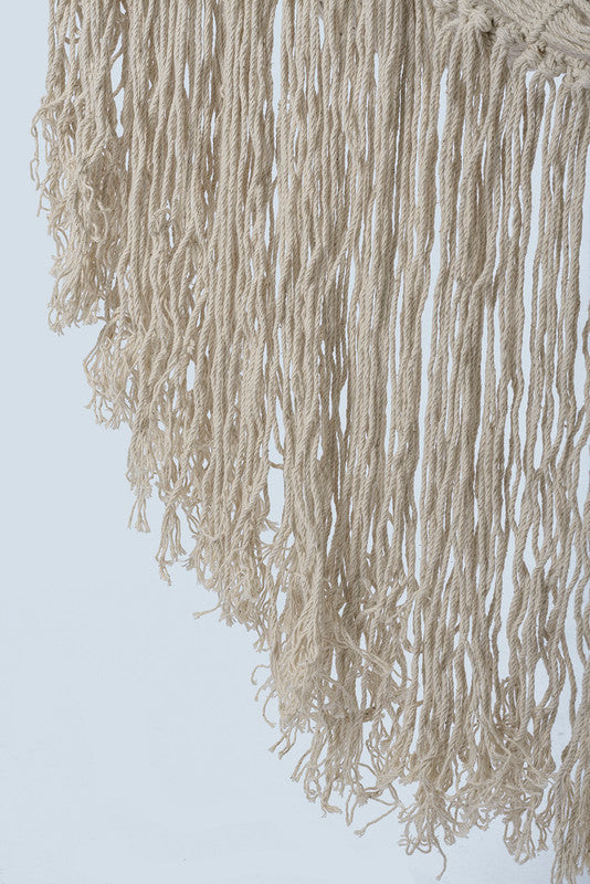 Fringed Cotton Rope Mexican Hammock Swing from Mexico in Ivory 7