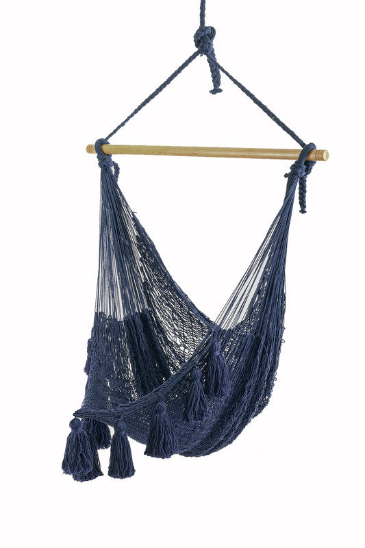Deluxe Extra Large Mexican Hammock Chair in Outdoor Cotton Colour Blue 9