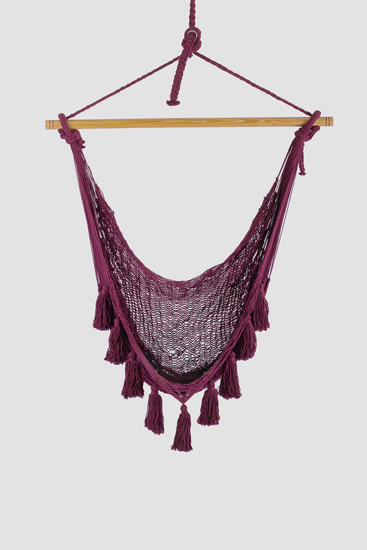 Deluxe Extra Large Mexican Hammock Chair in Outdoor Cotton Colour Maroon 3