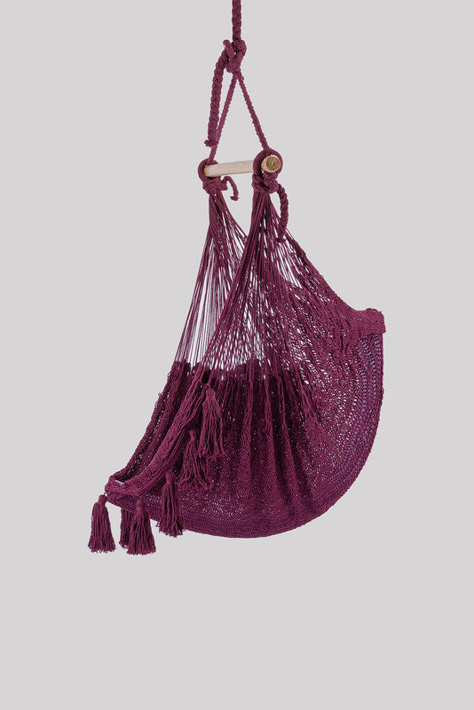 Deluxe Extra Large Mexican Hammock Chair in Outdoor Cotton Colour Maroon 7