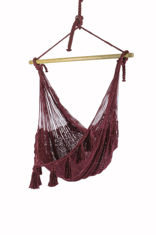 Deluxe Extra Large Mexican Hammock Chair in Outdoor Cotton Colour Maroon 9