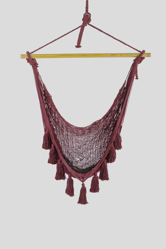 Deluxe Extra Large Mexican Hammock Chair in Outdoor Cotton Colour Maroon 10