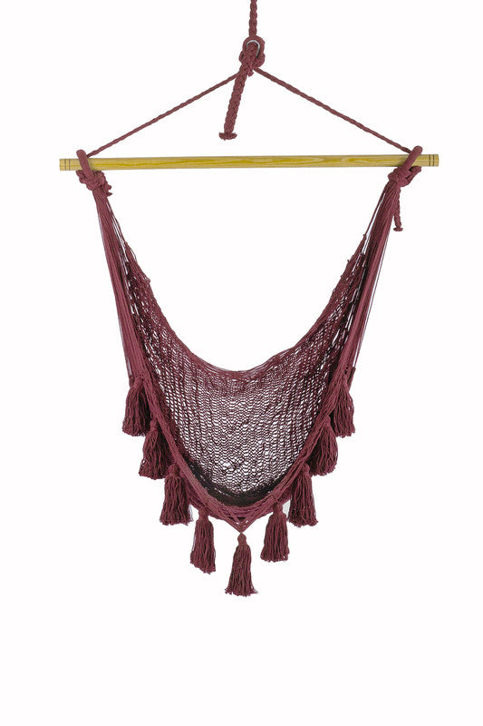 Deluxe Extra Large Mexican Hammock Chair in Outdoor Cotton Colour Maroon 11