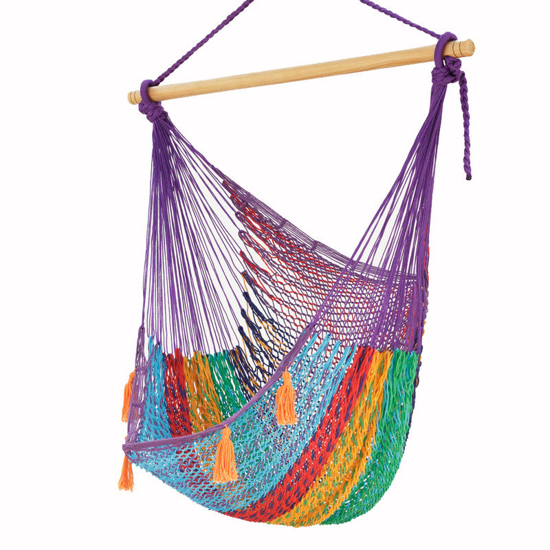 Mayan Legacy Extra Large Outdoor Cotton Mexican Hammock Chair in Colorina Colour 4
