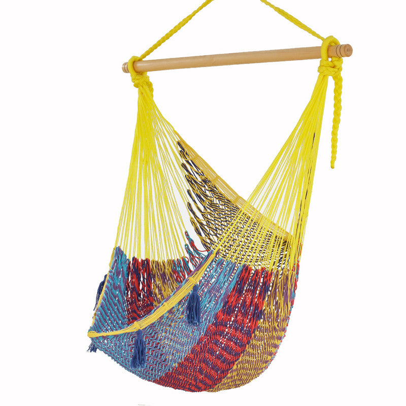 Mayan Legacy Extra Large Outdoor Cotton Mexican Hammock Chair in Confeti Colour 5