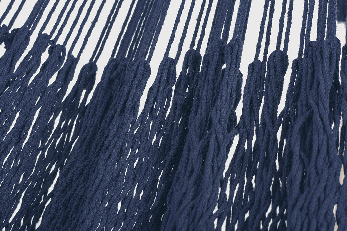 Outdoor undercover cotton Mayan Legacy hammock with hand crocheted tassels King Size Blue 6