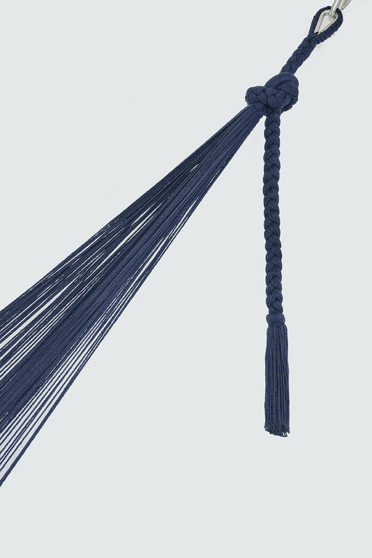 Outdoor undercover cotton Mayan Legacy hammock with hand crocheted tassels King Size Blue 7