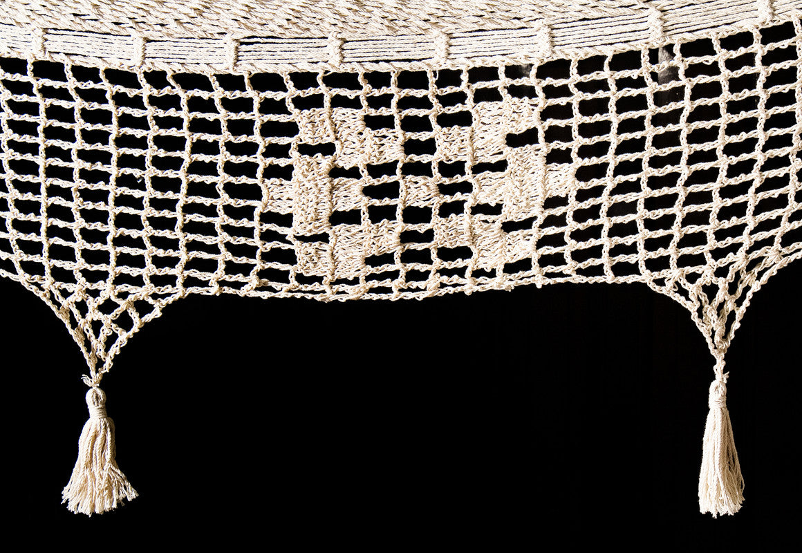 Outdoor undercover cotton Mayan Legacy hammock with hand crocheted tassels King Size Marble 11