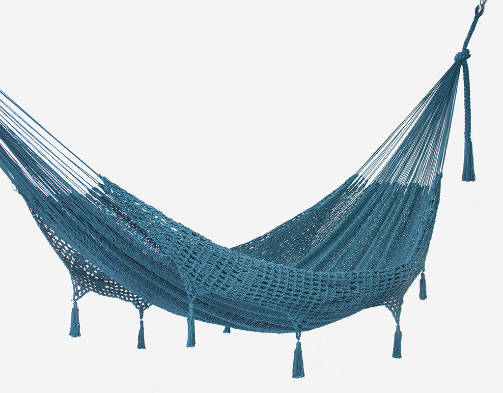 Outdoor undercover cotton Mayan Legacy hammock with hand crocheted tassels Queen Size Bondi 4