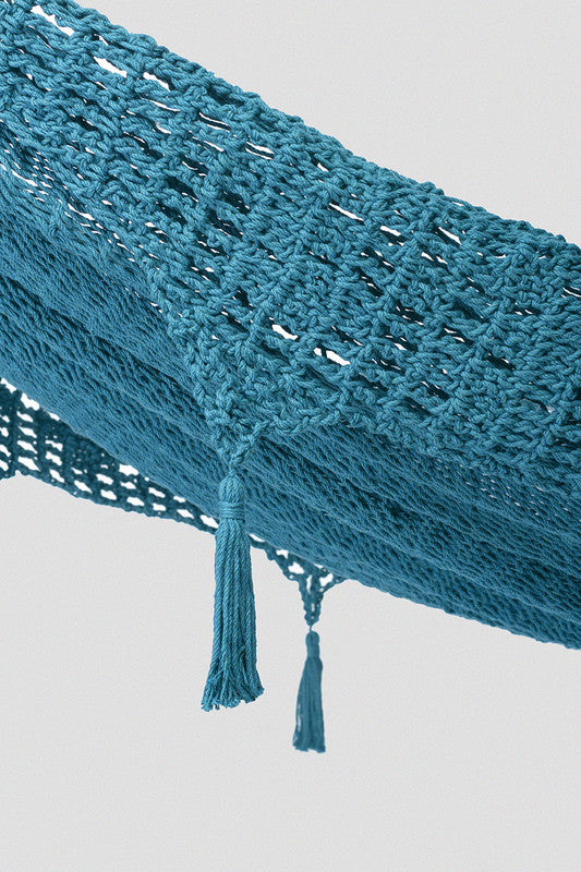 Outdoor undercover cotton Mayan Legacy hammock with hand crocheted tassels Queen Size Bondi 5