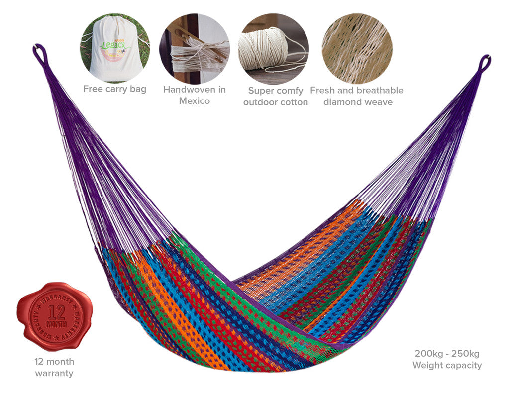 Outdoor undercover cotton Mayan Legacy hammock Family size Colorina 4