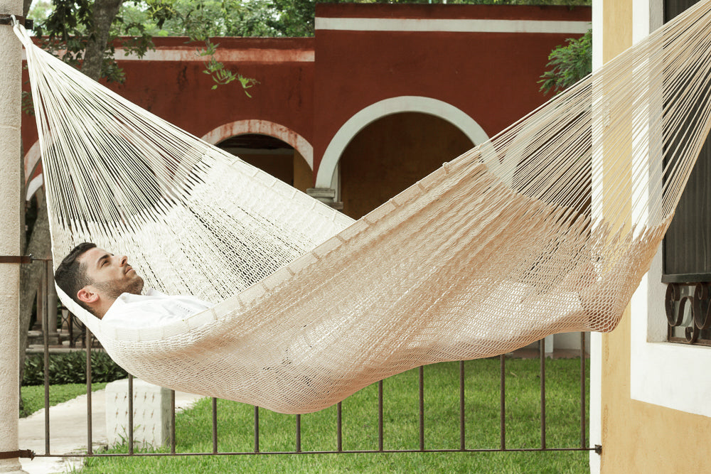 Outdoor undercover cotton Mayan Legacy hammock Family size Marble 4