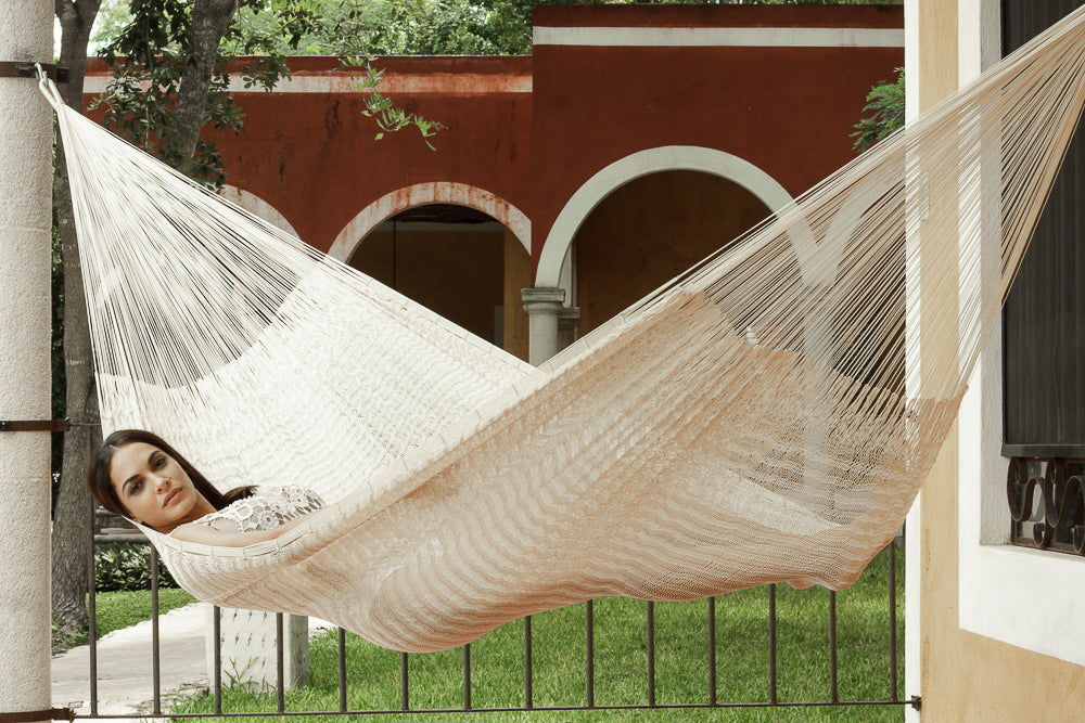 Outdoor undercover cotton Mayan Legacy hammock King size Marble 5