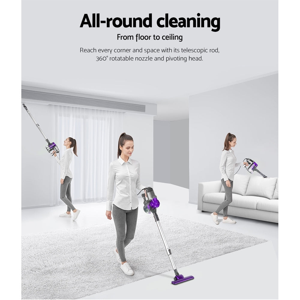 Devanti Stick Vacuum Cleaner Handheld Corded 450W Purple 4