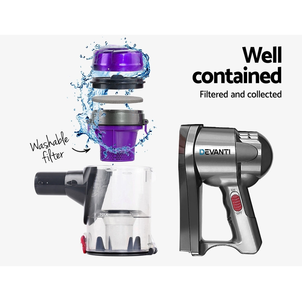 Devanti Stick Vacuum Cleaner Handheld Corded 450W Purple 5