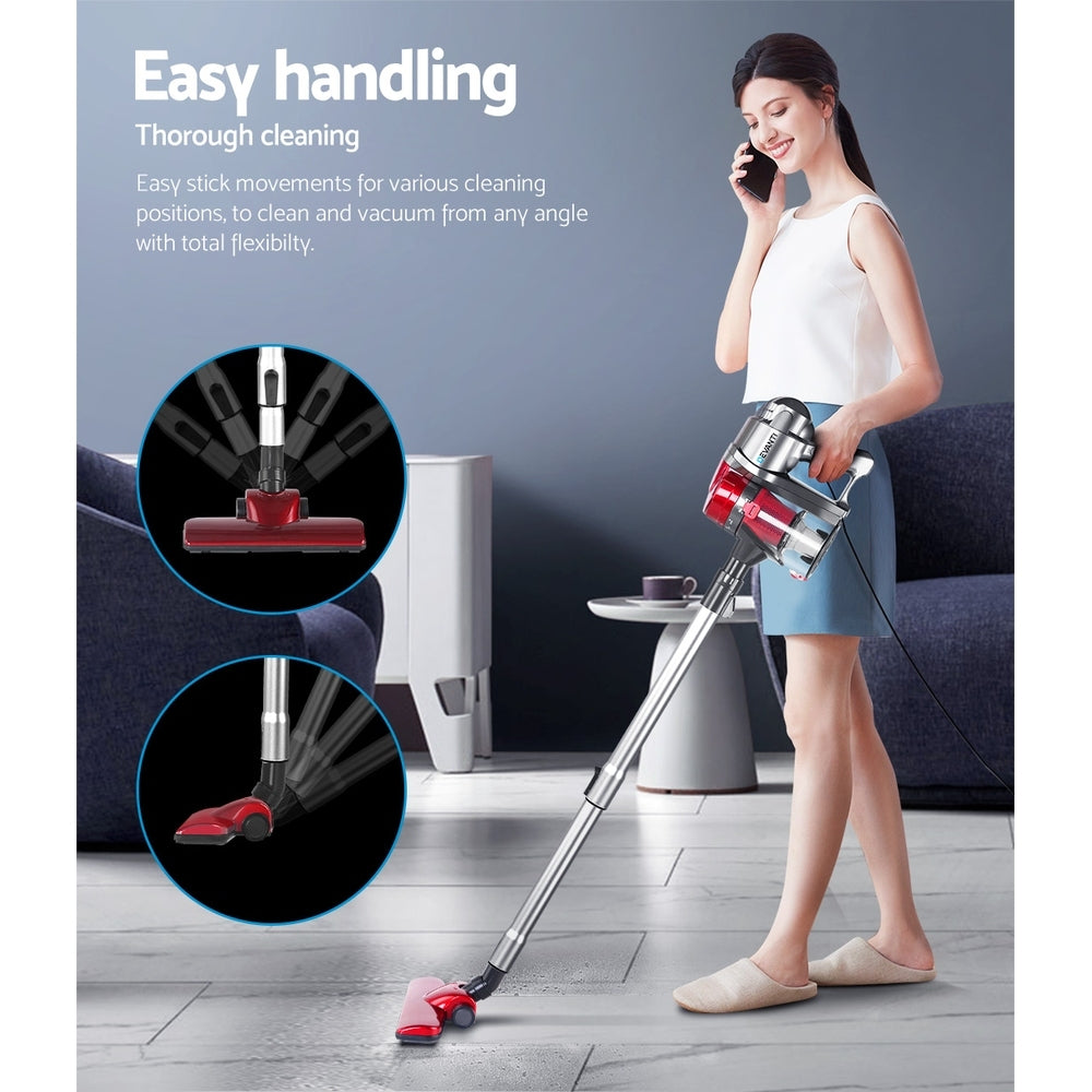 Devanti Stick Vacuum Cleaner Handheld Corded 450W Red 3
