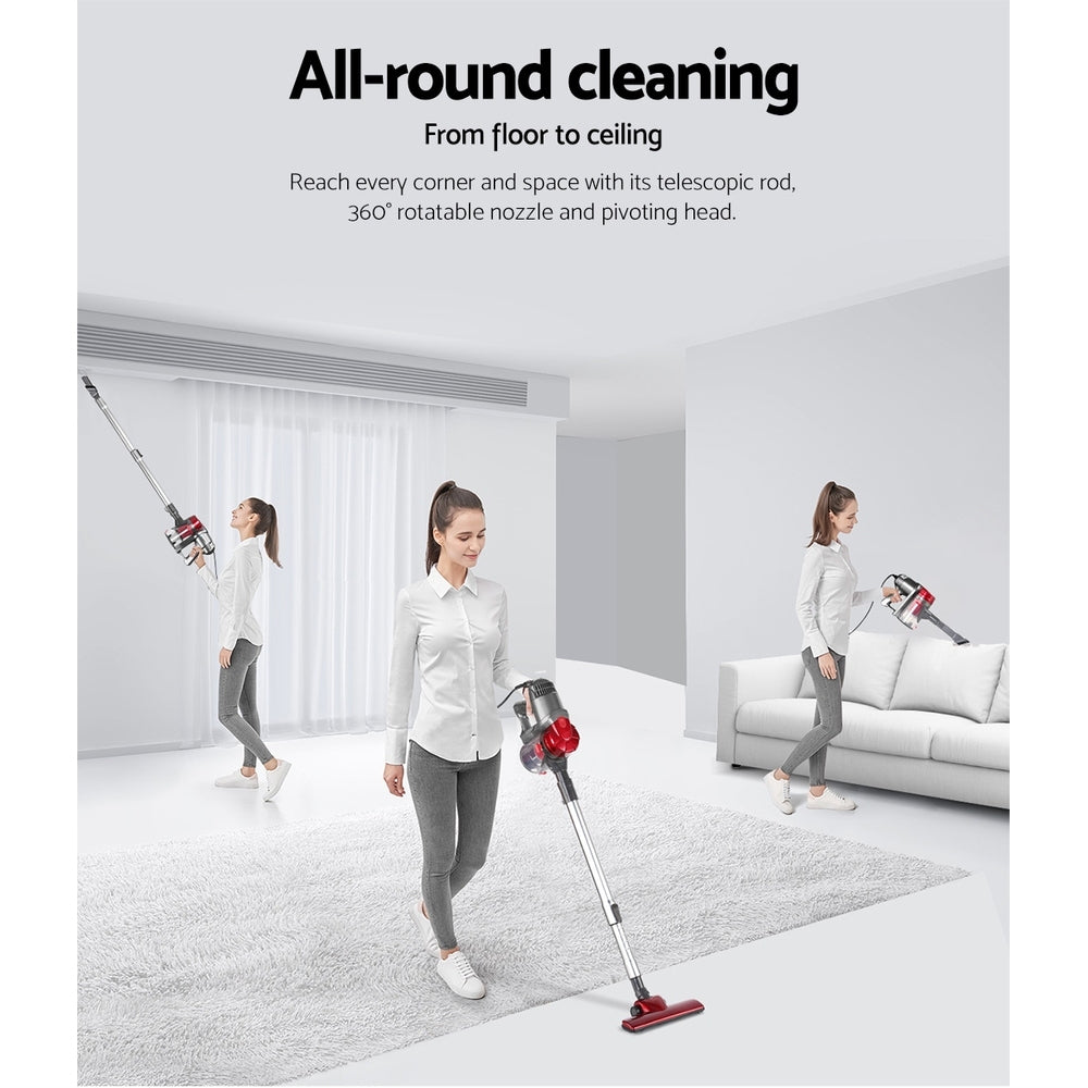 Devanti Stick Vacuum Cleaner Handheld Corded 450W Red 4