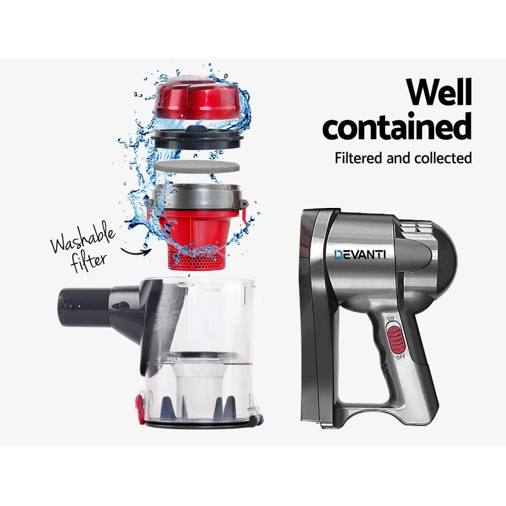 Devanti Stick Vacuum Cleaner Handheld Corded 450W Red 5