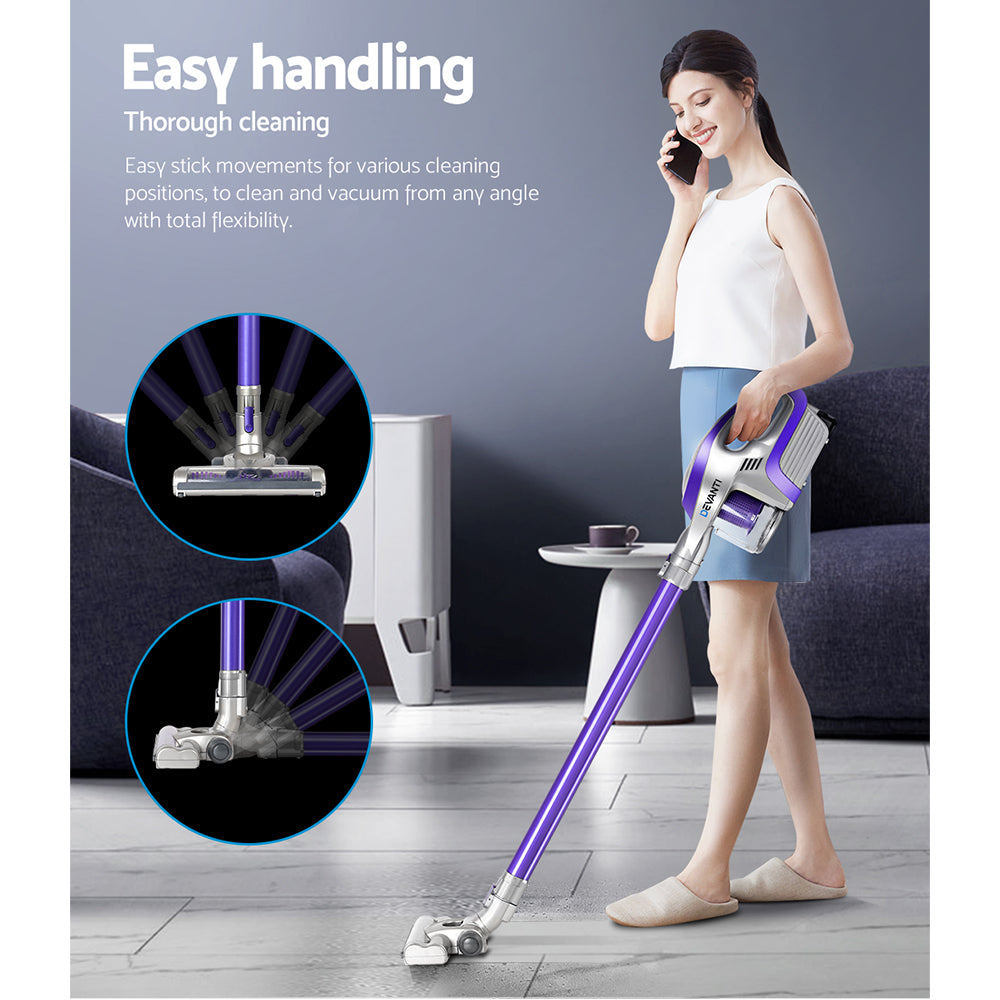 Devanti Stick Vacuum Cleaner Bagless Cordless 150W Purple 3