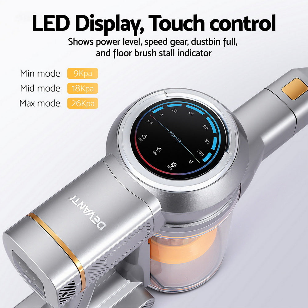 Devanti 300W Stick Vacuum Cleaner Cordless Self-Standing Golden 5