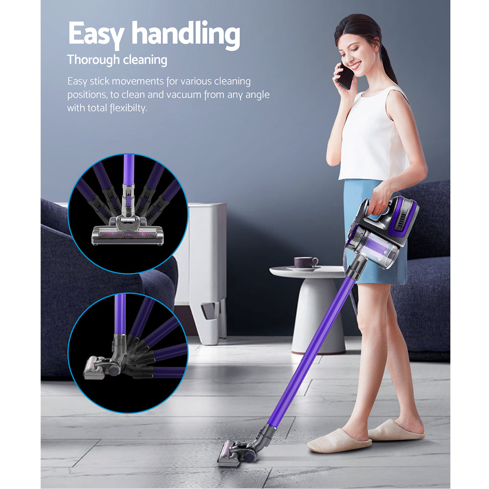 Devanti Stick Vacuum Cleaner Cordless Roller Brush 150W Purple 3