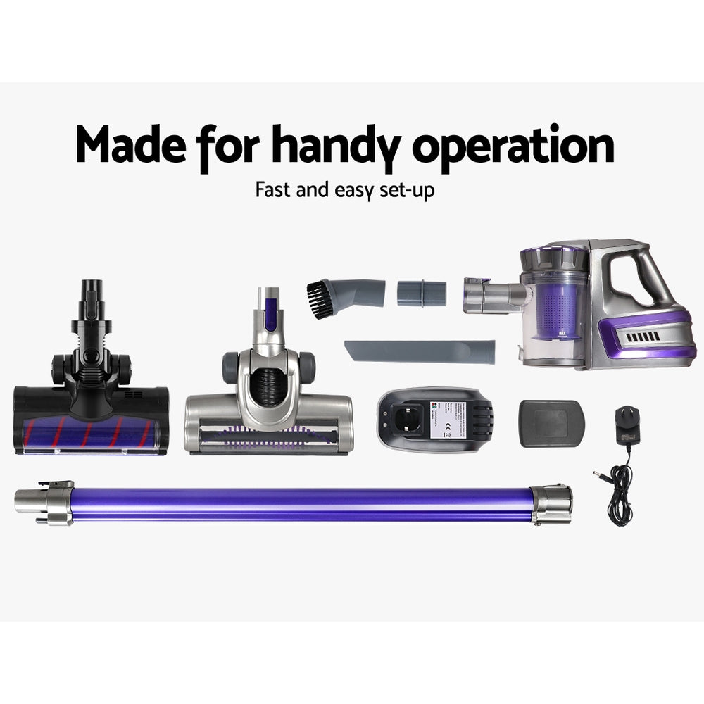 Devanti Stick Vacuum Cleaner Cordless Roller Brush 150W Purple 6