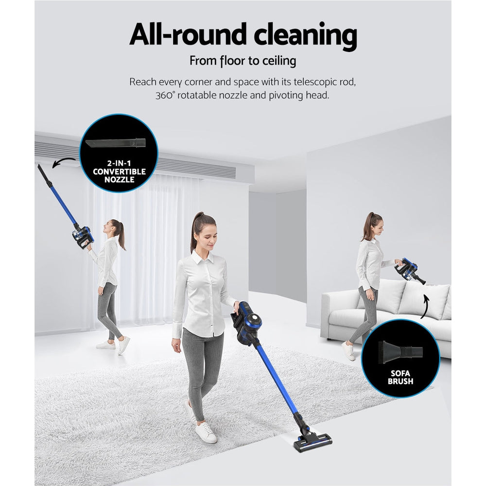 Devanti Stick Vacuum Cleaner Brushless Cordless 250W Blue 6