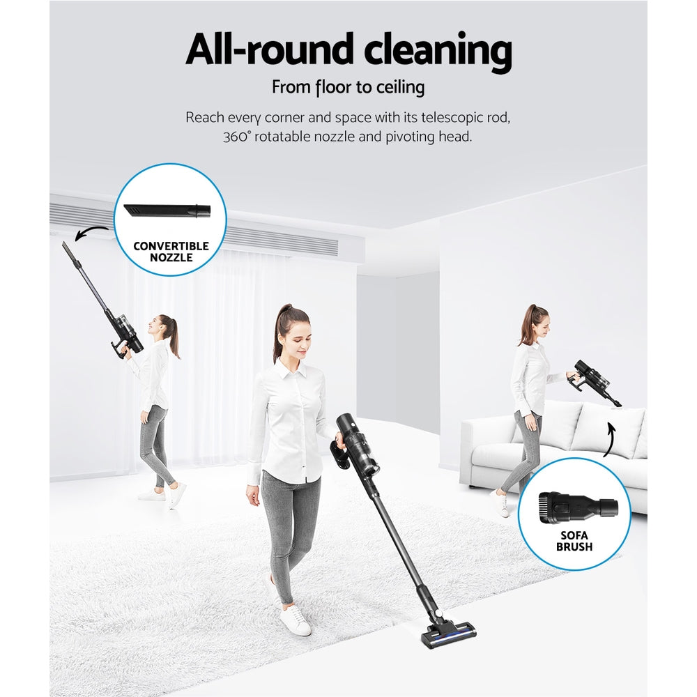 Devanti Stick Vacuum Cleaner Brushless Cordless 350W Grey 6