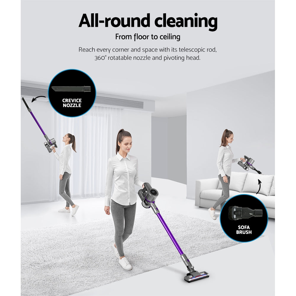 Devanti Stick Vacuum Cleaner Bagless Cordless 120W Purple 6