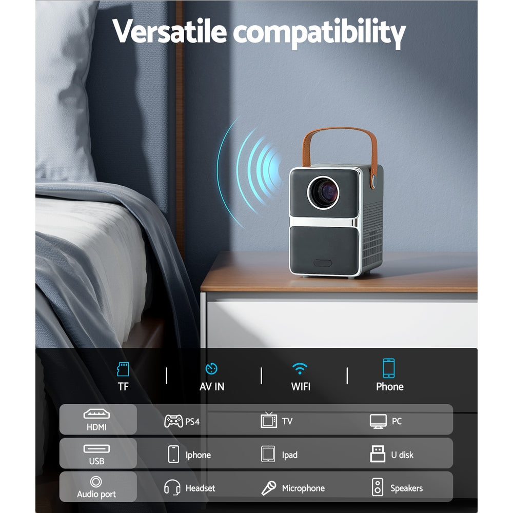 Devanti Portable Mini Video Projector 4K Wifi Home Theater HDMI Support 1080P 6