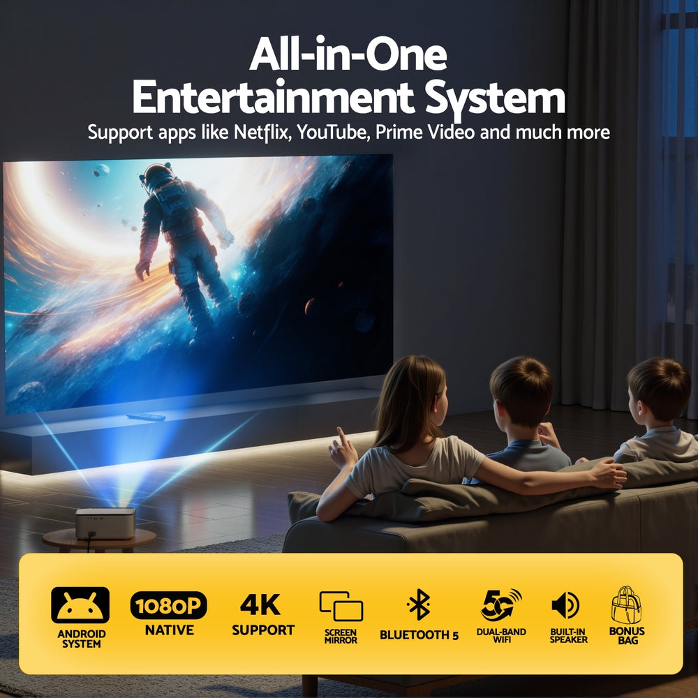 Devanti Video Project 4K 1080P Android 5G Wifi Home Cinema 3