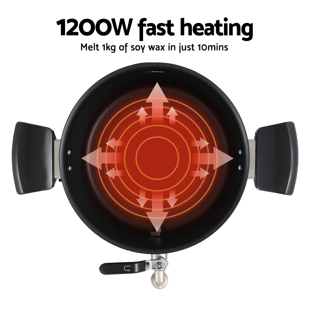 Devanti 5L Wax Melter Candle Making 1200W Melting Pot Furnace Quick Pour Spout Soy Soap 5