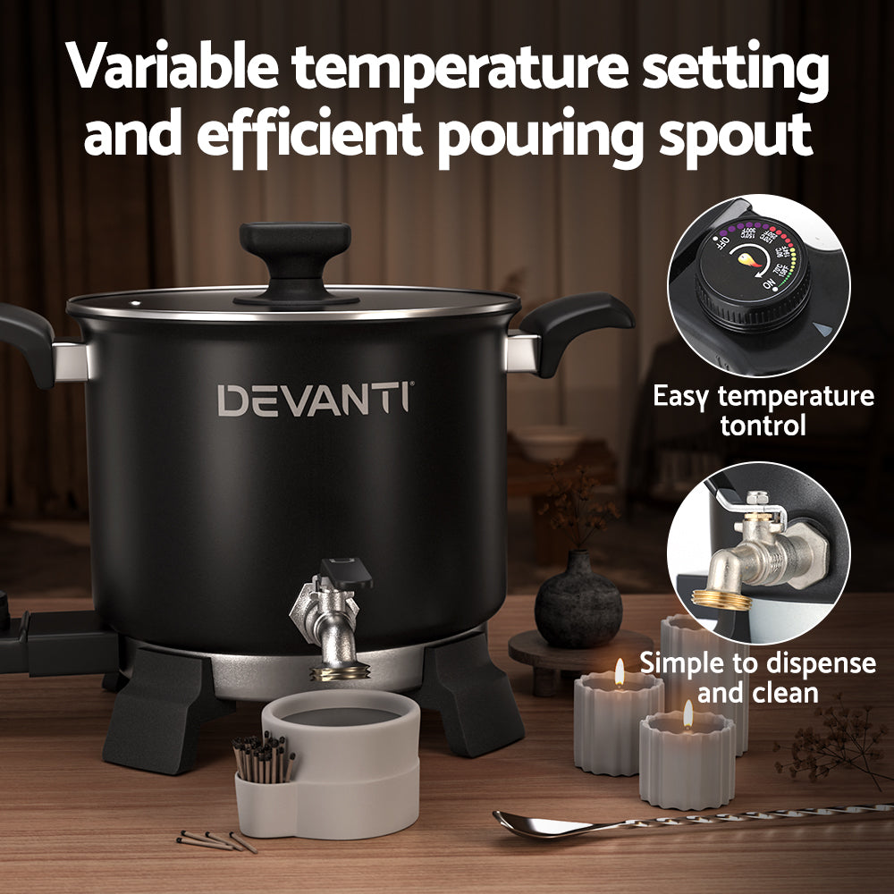 Devanti 5L Wax Melter Candle Making 1200W Melting Pot Furnace Quick Pour Spout Soy Soap 6