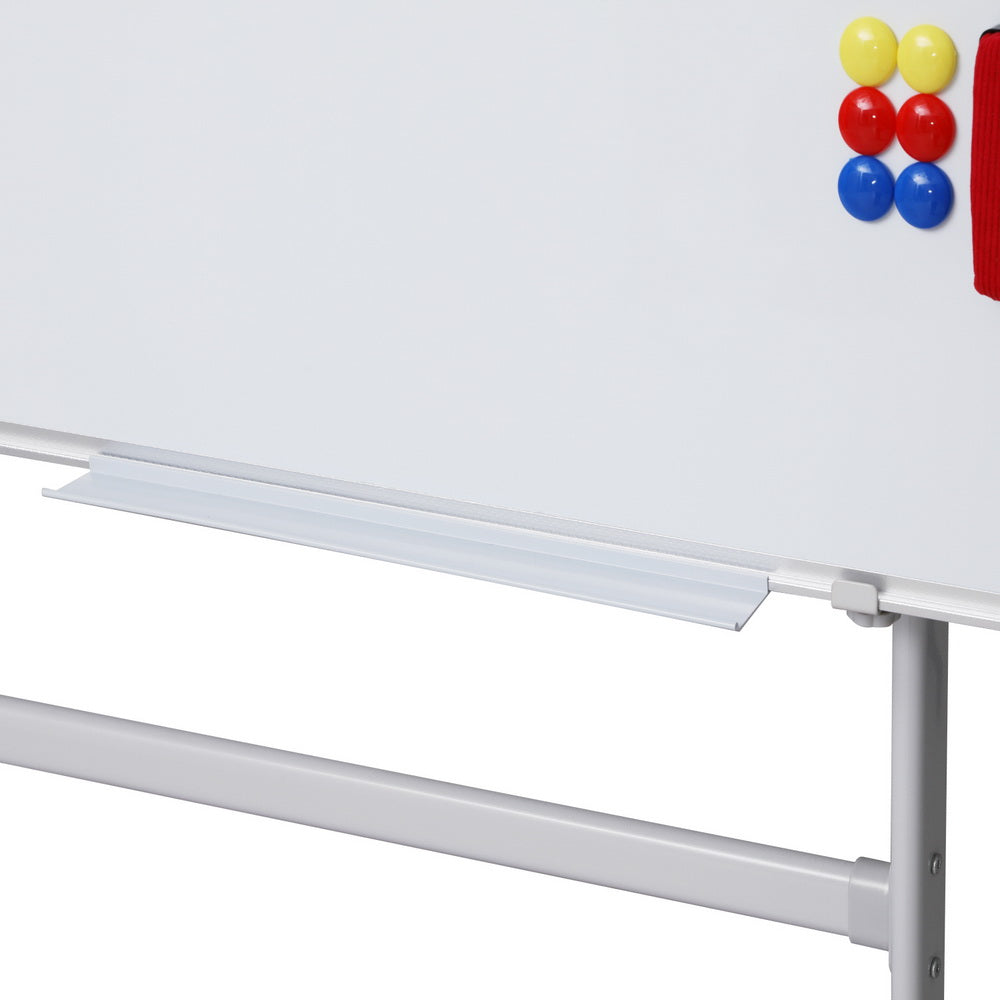 90x120cm Standing Whiteboard with Wheels Magnetic Double-Sided Erase Board 4