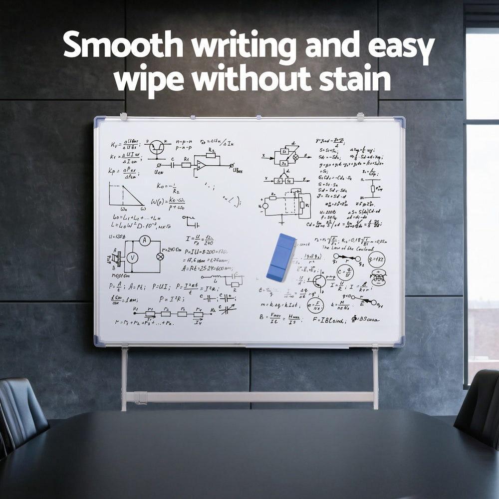 90x120cm Standing Whiteboard with Wheels Magnetic Double-Sided Erase Board 5